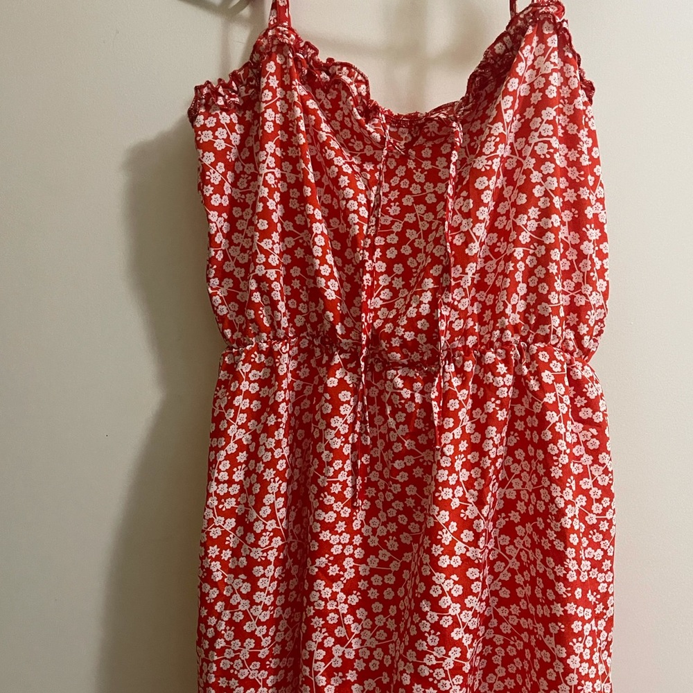 Red, white and cute all over! Poly blend dress.